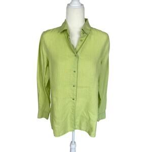 Sutton Studio Bloomgdale's Linen Button Up Shirt Chartreuse Sz M Coastal Travel